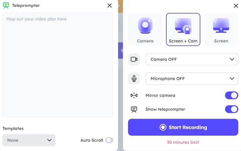 Online Screen and Webcam Recorder Vidnoz Record