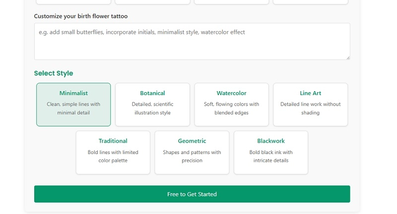 Open Appointo Birth Flower Tattoo Generator
