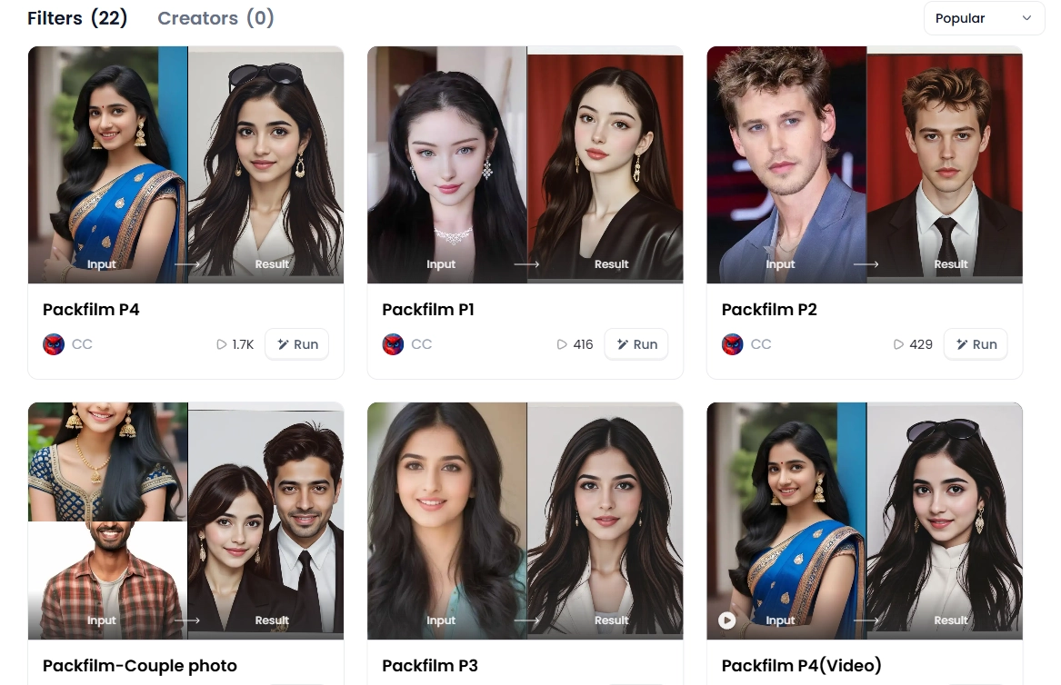 Packfilm Style Filter Templates