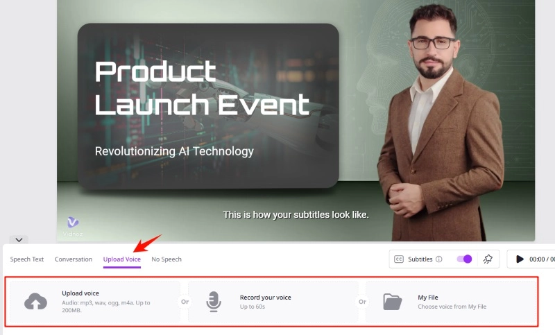 Paste the Script and Hit on Upload Voice Option