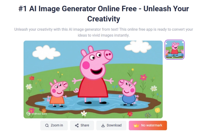 Peppa Pig Ai Image by Vidnoz