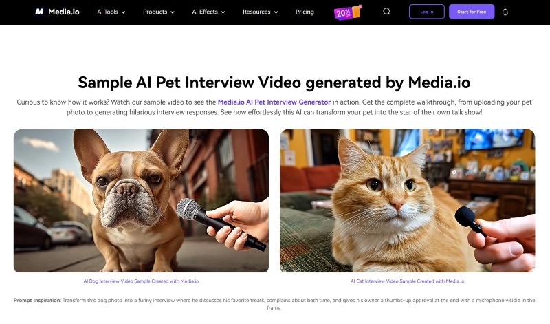 Pet Interview Media.io AI Pet Interview Generator