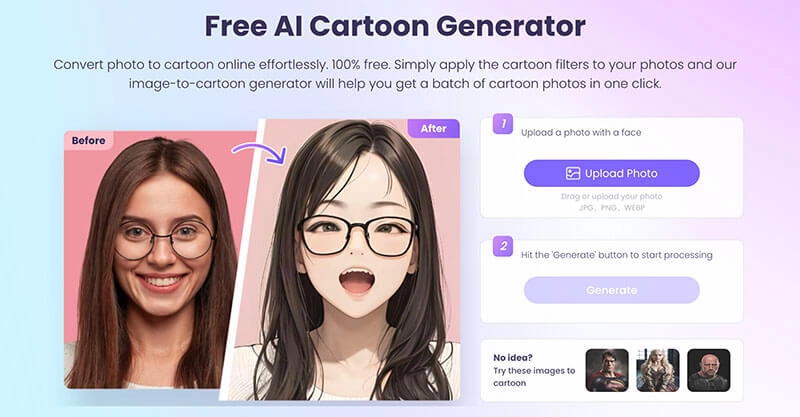 Photo to Watercolor Vidnoz AI Cartoon Generator