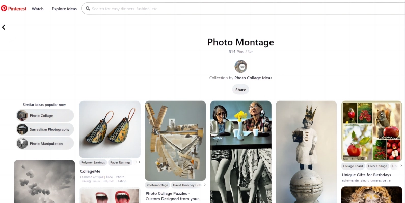 Pinterest for Getting Photomontage Ideas