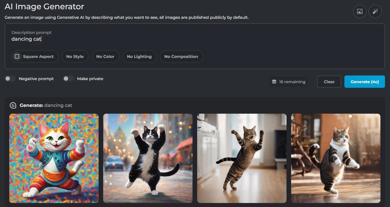 Pixlr AI Dance Cat Image Generator