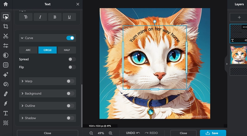 Pixrl AI Curve Text Generator