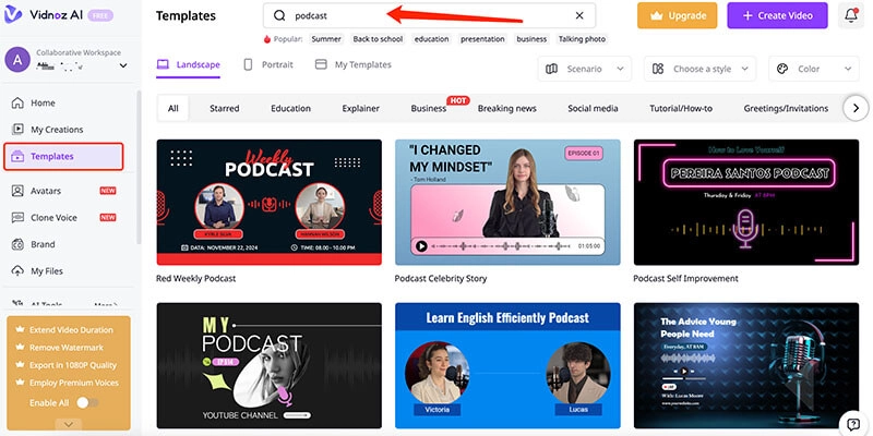 Podcast Template Vidnoz AI 