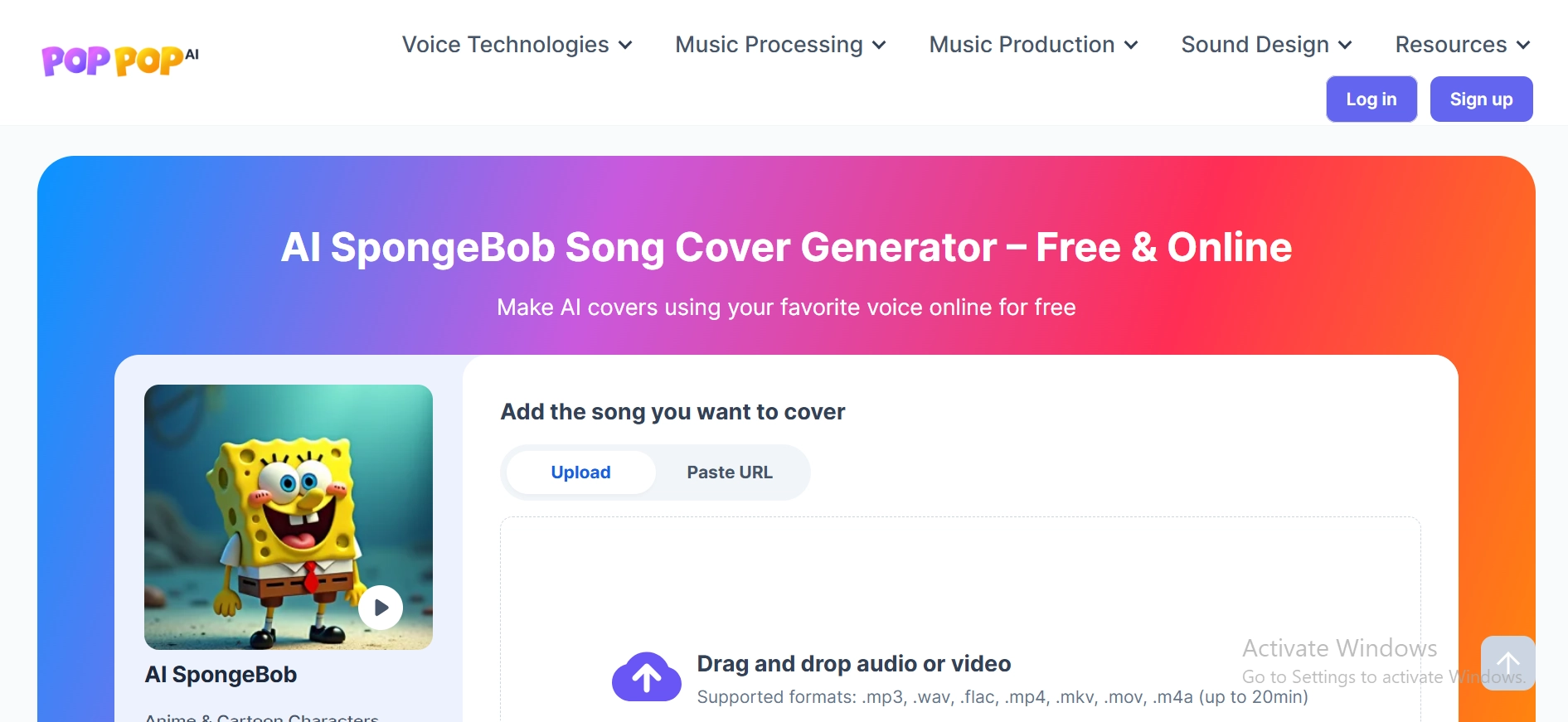 PopPop AI SpongeBob AI Song Generator