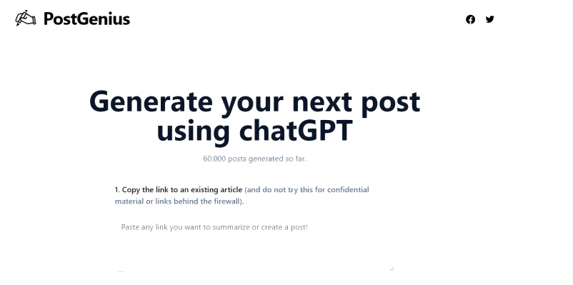 PostGenius AI Facebook Post Generator Powered by ChatGPT