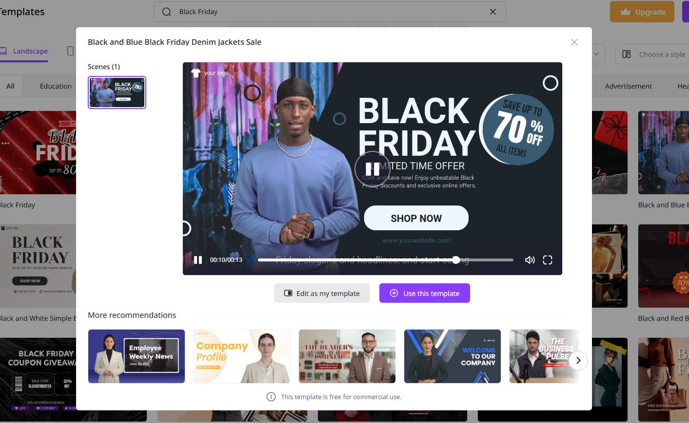 Preview the Black Friday Template