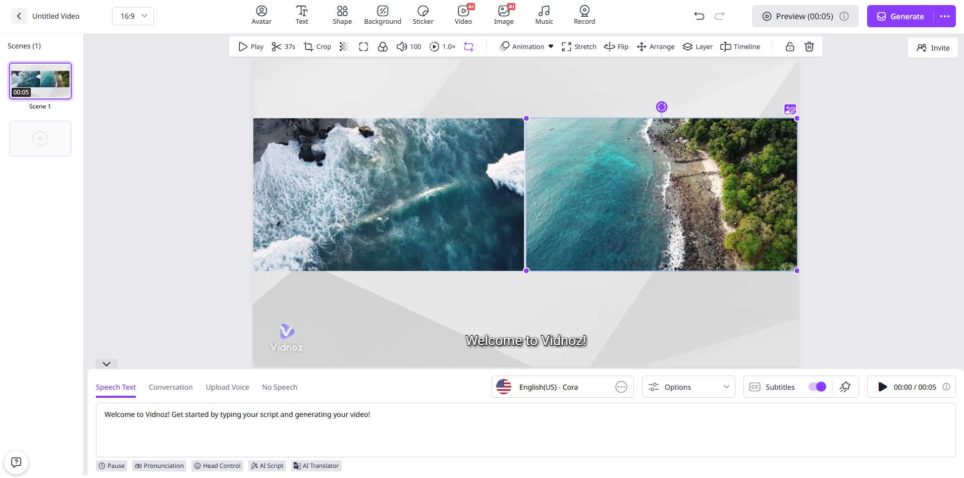 Put Two Videos Side by Side with Vidnoz AI