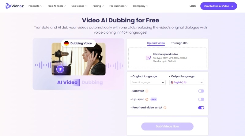 Quick Solution for Adding Lyrics to Video - Vidnoz AI Dubbing