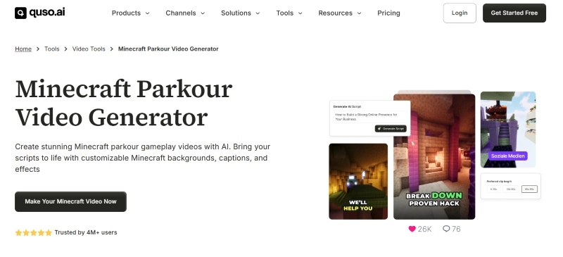 quso.ai Minecraft Parkour Video AI Maker