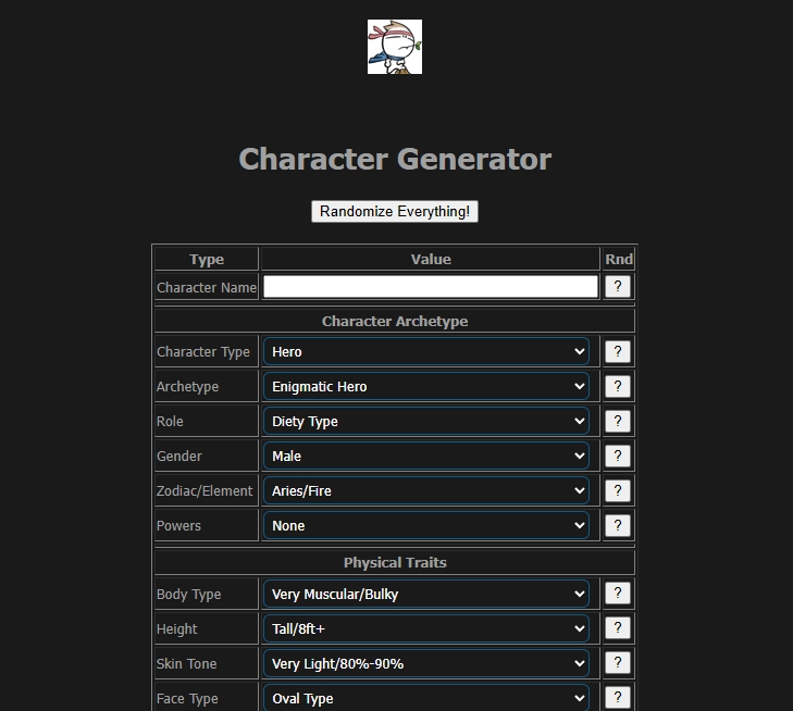 Random Anime Character Ideas Generator