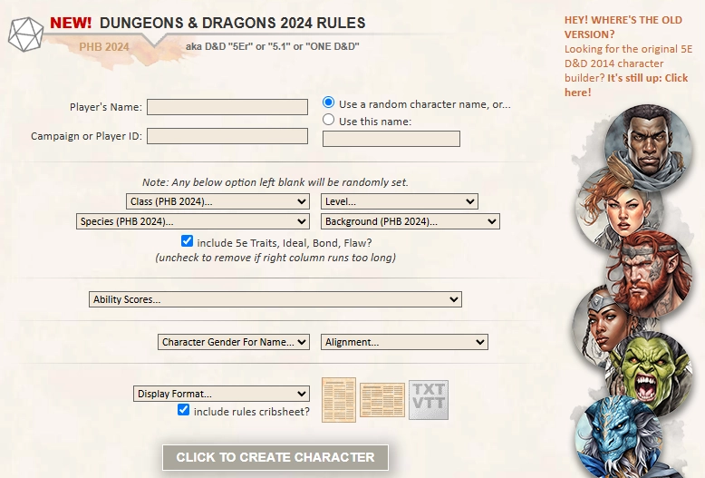 Random DnD Character Generator