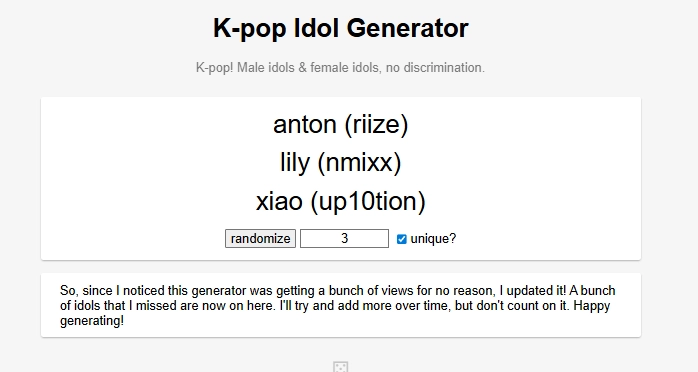 Random Kpop Idol Name Generator