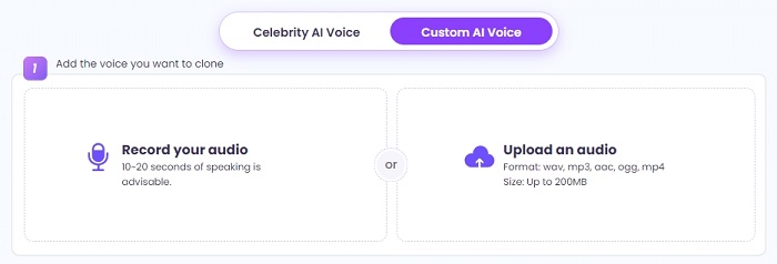 Record or Upload a Audio with Target Voice