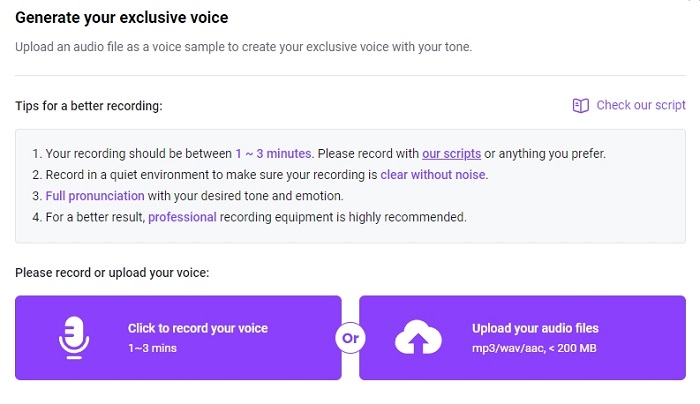 Record or Upload Your Voice