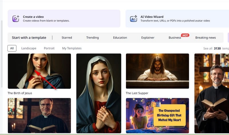 Reddit to Video Choose a Template