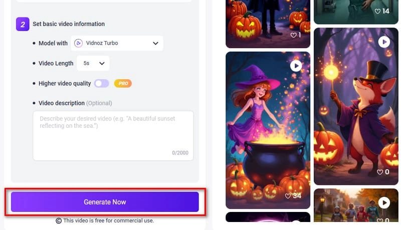 Reference to Video AI Vidnoz Generate Now