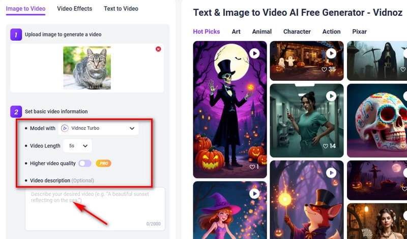 Reference to Video AI Vidnoz Set