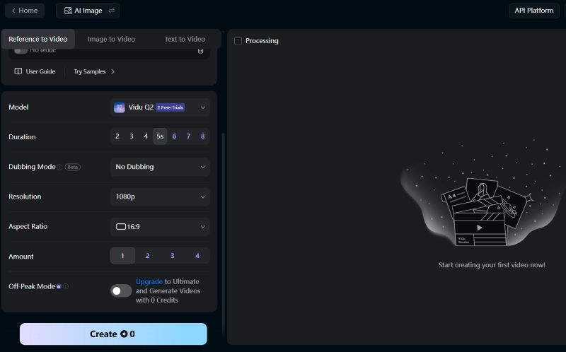 Reference to Video AI Vidu Reference to Video Create