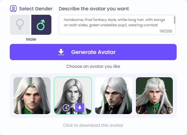 Regenerate or Download Avatar AI