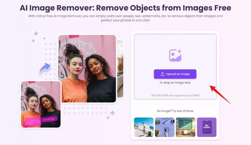 Remove Text from Image with Vidnoz - Upload