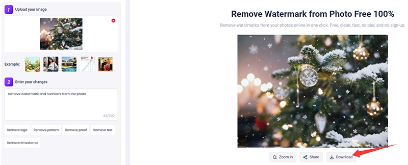 Remove Watermark from Getty Images via AI Prompt Step 2