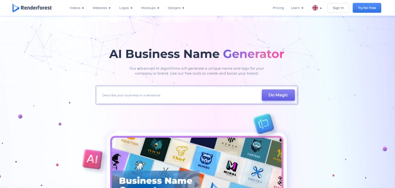 Renderforest AI Business Name Generator