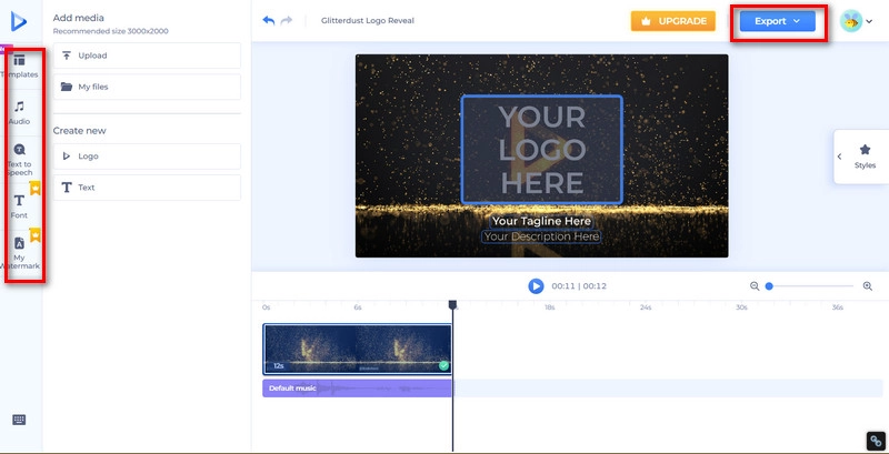Renderforest Anime Intro Maker Interface