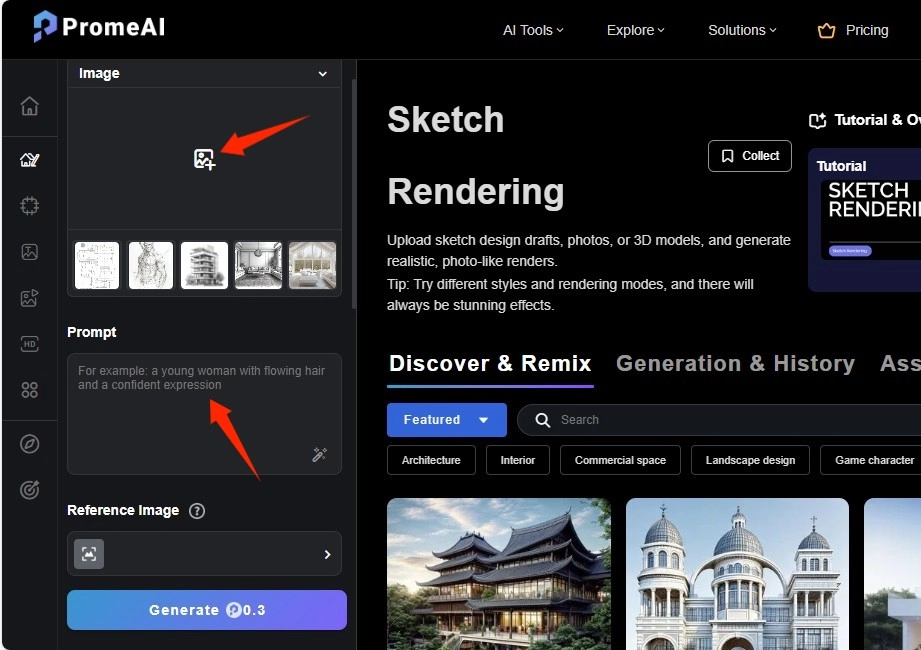 Rendering AI Sketch with PromeAI