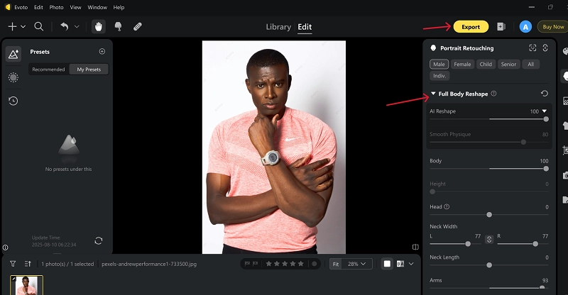 Reshape Body and Export
