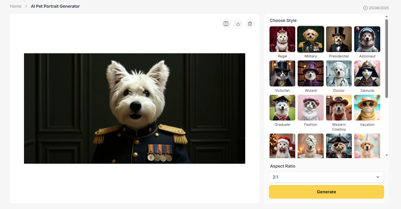 Royal Pet Portrait Generator - Vheer