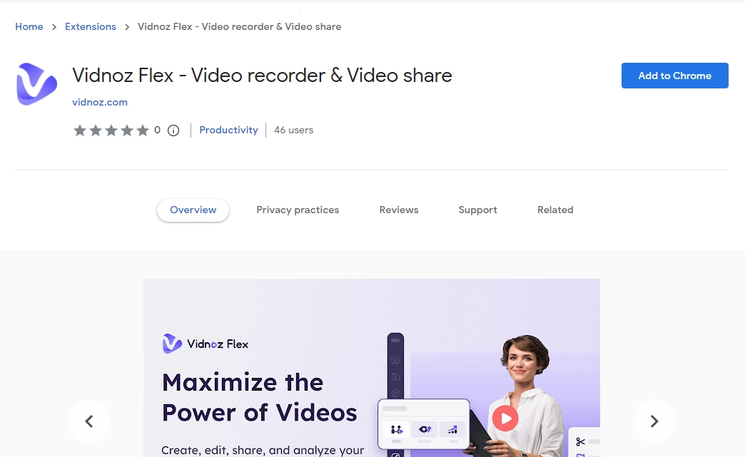 Add Vidnoz Flex to Your Chrome. 