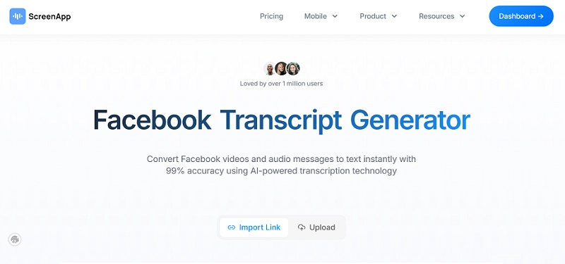 ScreenApp Facebook Transcript Generator