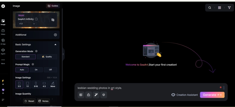 SeaArt Custom AI Lesbian Art Generator