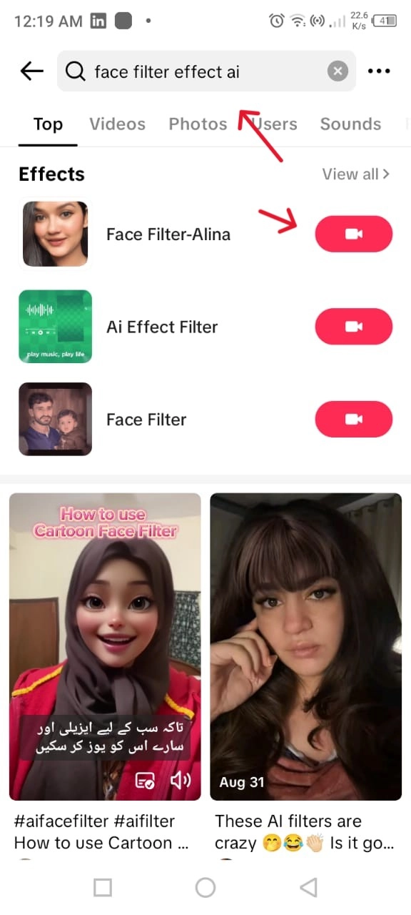 Search the Face Filters