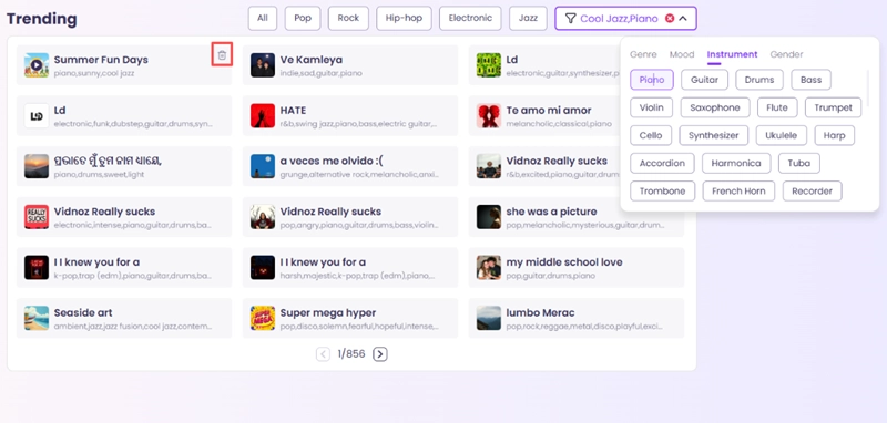Search to Find Recent Generated AI Music