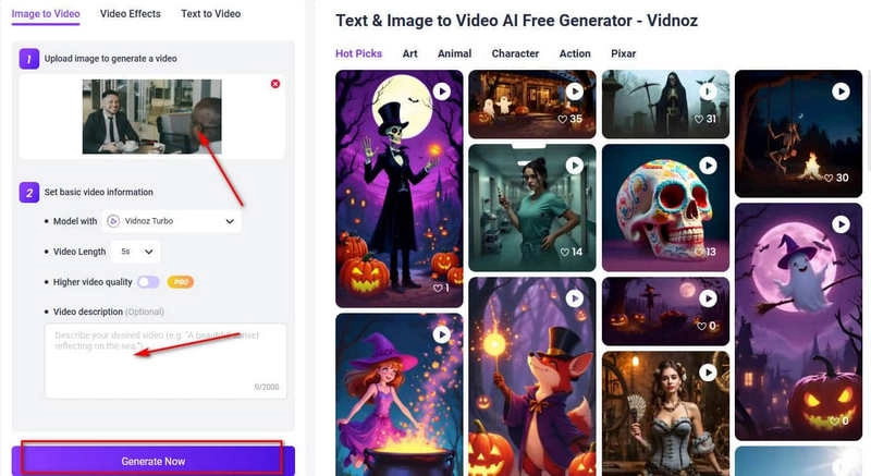 Seaweed AI Alternative Vidnoz AI Generate Now