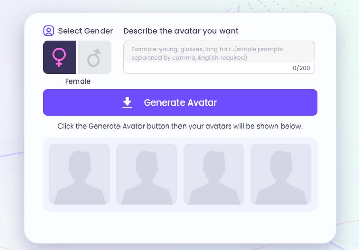 Select a Gender for VTuber Avatar