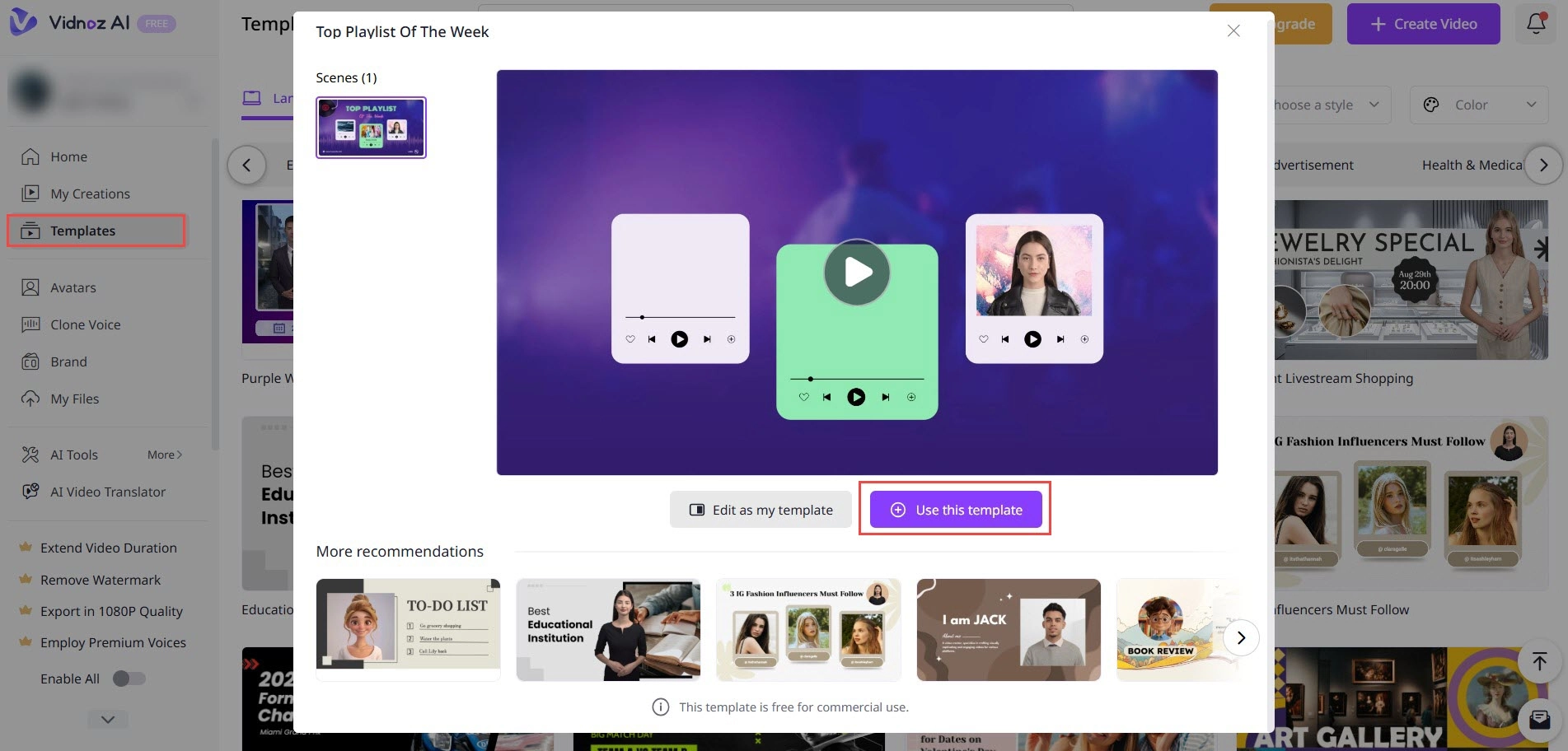 Select a Template for Celebrity Video Creation