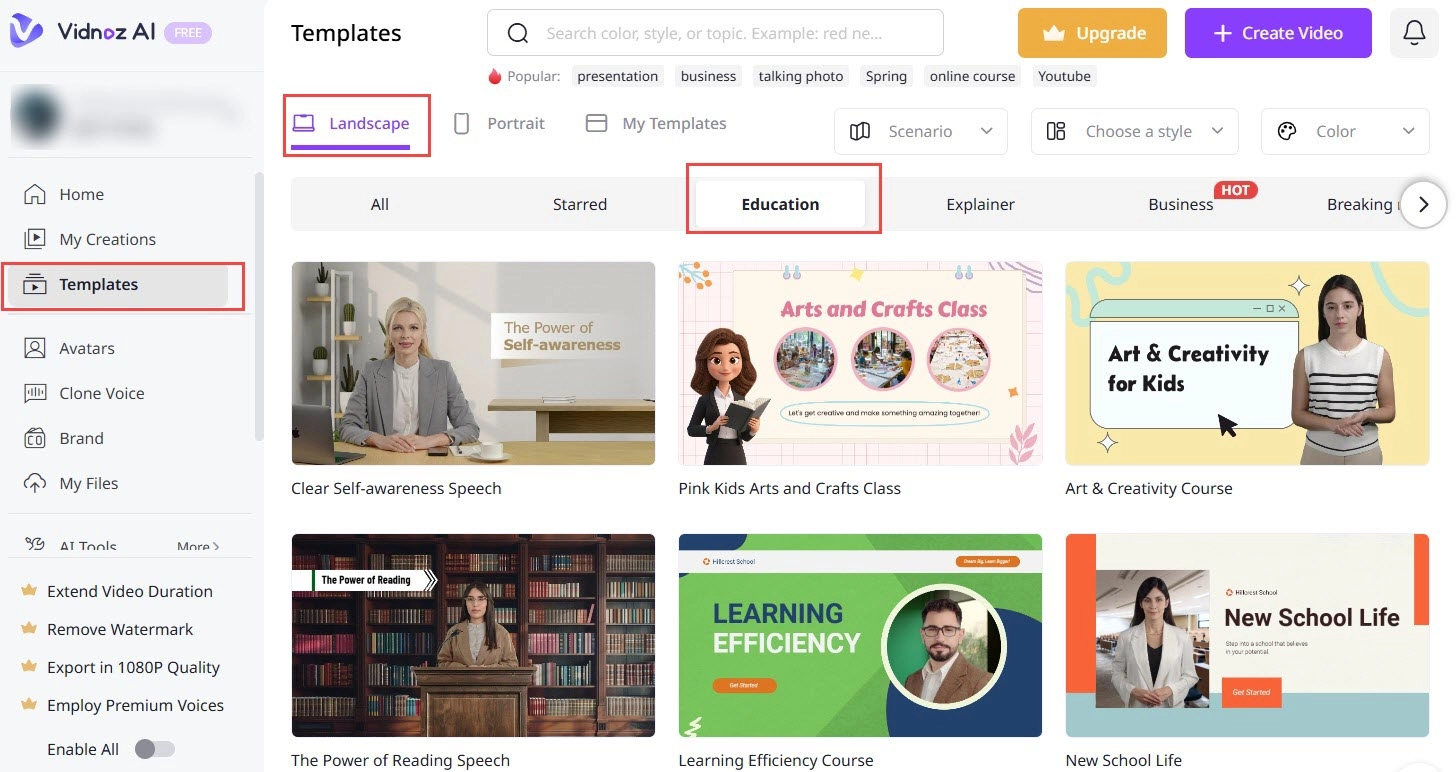 Select a Template to Create Art Learning Video for Kids