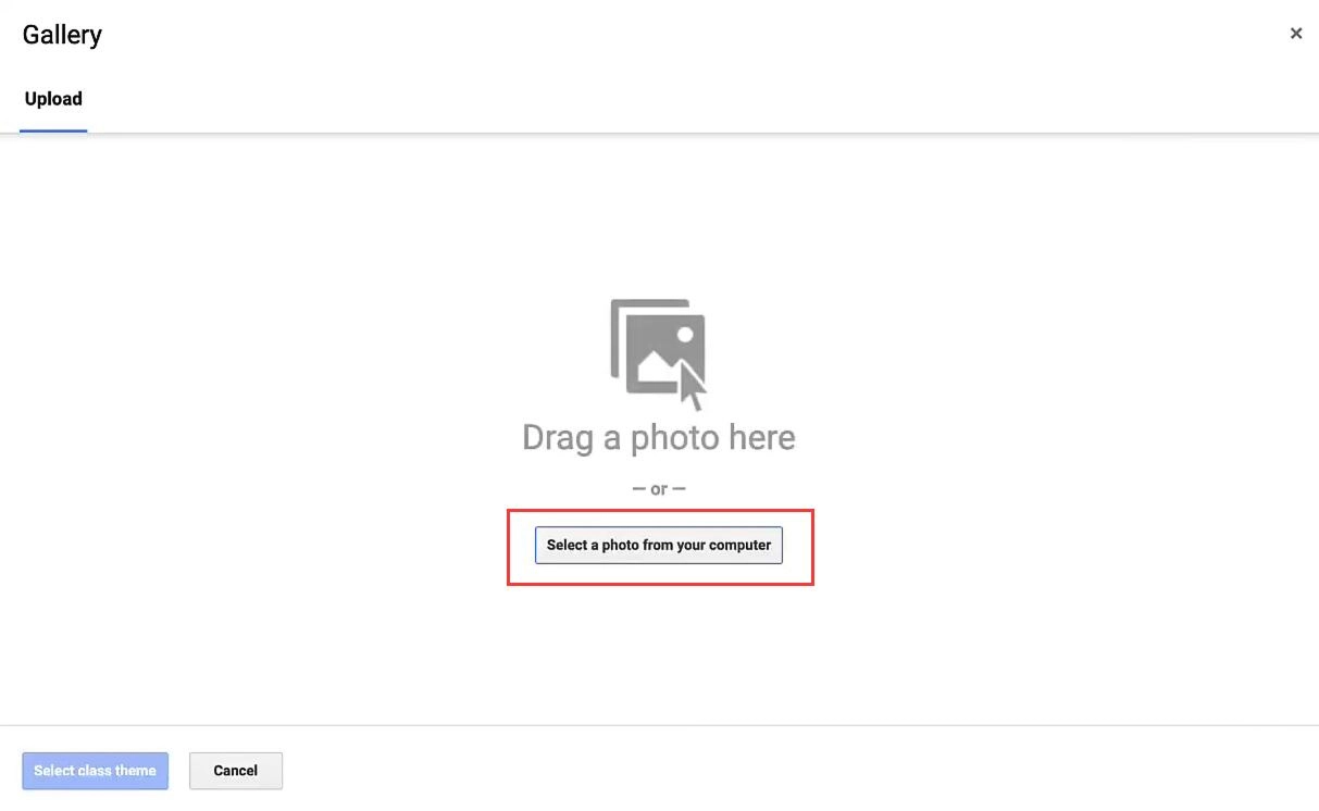 Select Google Classroom Picture from Your Local Drive