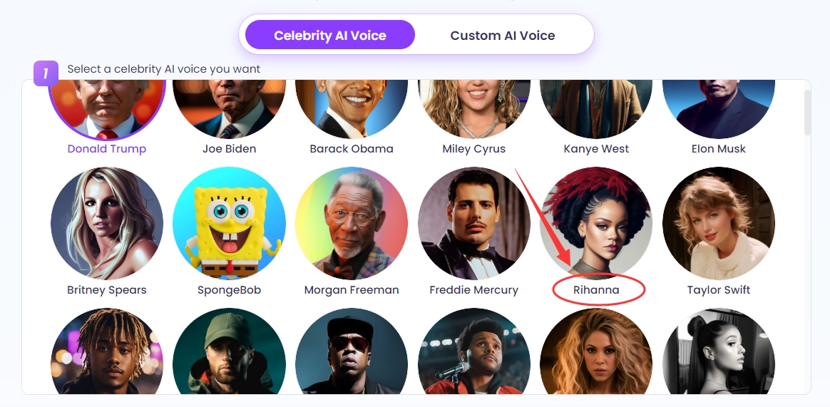 Select Rihanna AI Voice Model