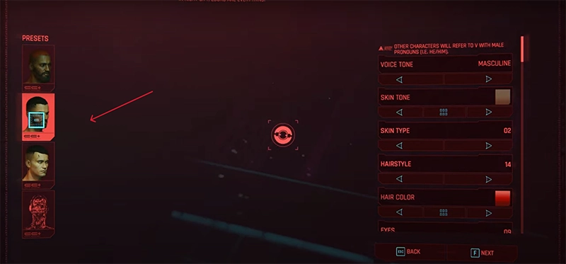 Select the Avatar and Set Basic Features