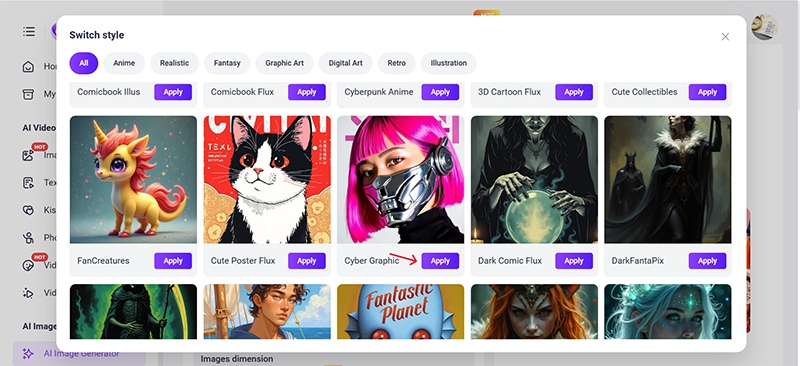 Select the Cyber Graphic Style