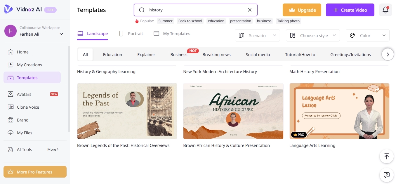 Select History Template