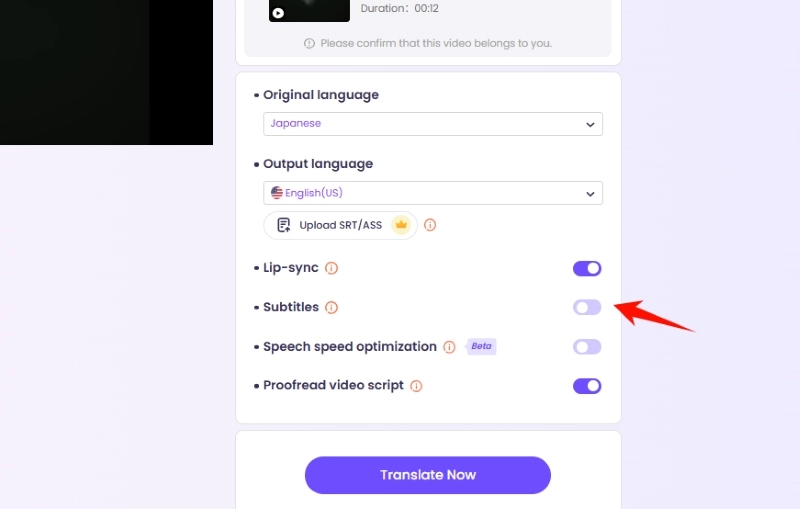 Select the Language and Necessary Video Settings