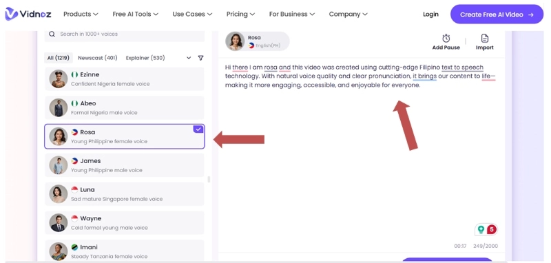 Select the Language and Write the Script